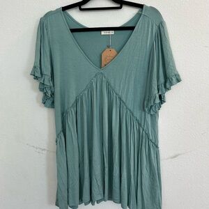 Kori Women’s Mint Green Tunic with Ruffle Sleeves & V Neck

Size L
NWT